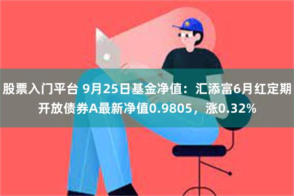 股票入门平台 9月25日基金净值：汇添富6月红定期开放债