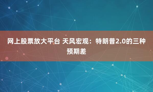 网上股票放大平台 天风宏观：特朗普2.0的三种预期差