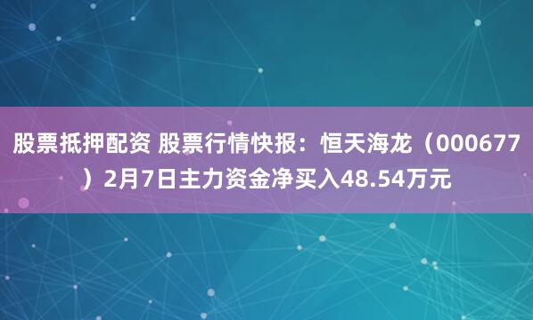 股票抵押配资 股票行情快报：恒天海龙（000677）2月7日主力资金净买入48.54万元